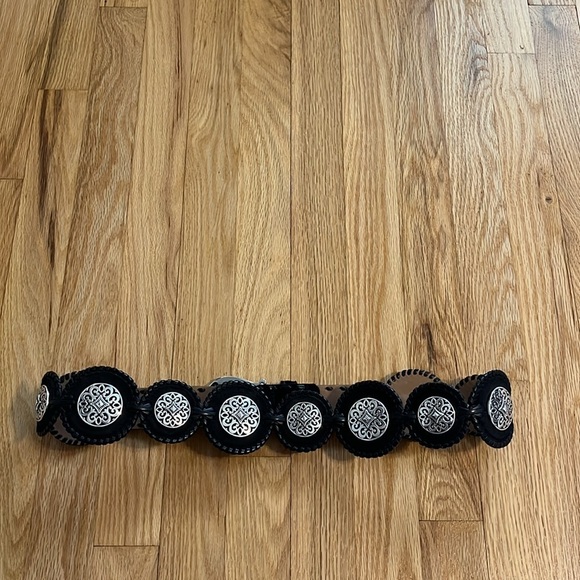 Brighton Black Suede Western Conch Belt Sz 38 - Picture 6 of 7